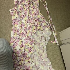 For Love And Lemons Pink and Cream Maxi Dress
